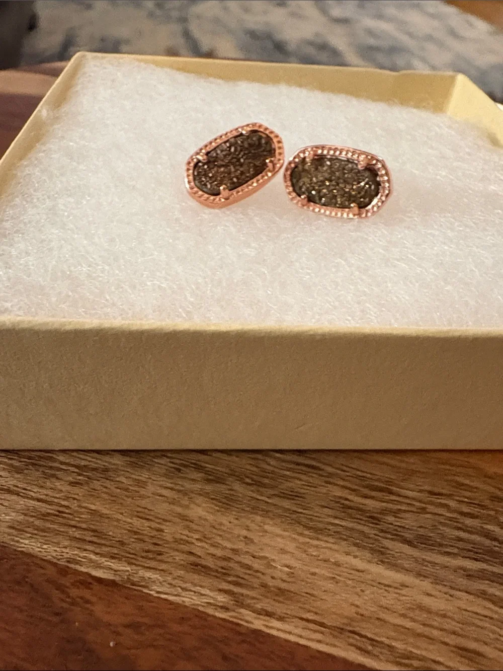 Kendra Scott Rose Gold Oval Druzy Studs with Dark Center